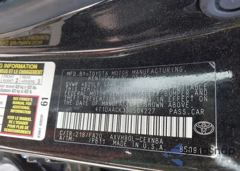 2025 Toyota Camry Le from USA, damaged, VIN 4T1DAACK3SU504227